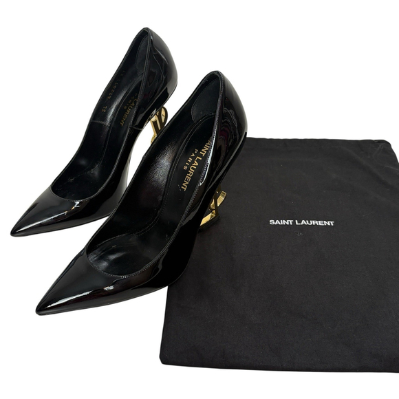 Saint Laurent Opyum YSL Heel Black Patent Pumps 37 US 7 - Picture 3 of 15